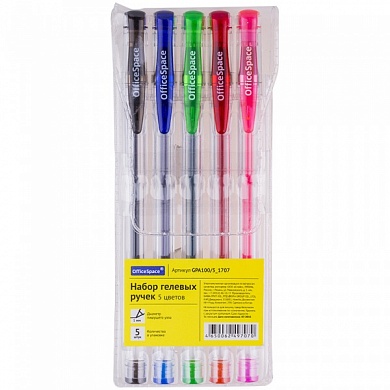 Набор ручек гелевых 5 цветов OfficeSpace