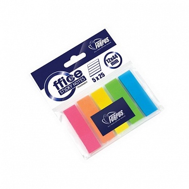 Клейкие закладки 12*44 Forpus 5 цветов пластиковые