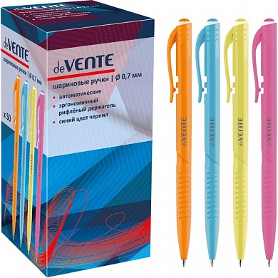 Ручка авт/шарик 0.7мм deVENTE 5070800, стержень синий, ассорти