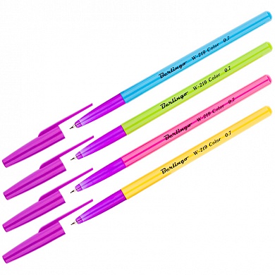 Ручка шарик 0.7мм Berlingo W-219 COLOR стержень синий, ассорти