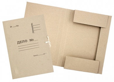 Папка на завязках Дело А4 коричневая, корешок 3 см