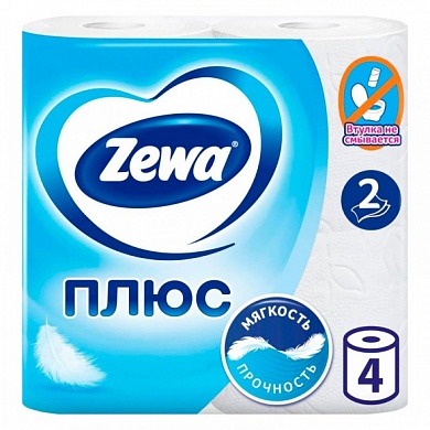 Бумага туалетная двухслойная "Zewa Плюс", 4рул (23м)
