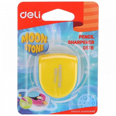 Точилка пластиковая с контейнером Moon Stone, 1отв, Deli ассорти