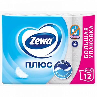 Бумага туалетная двухслойная Zewa Плюс белая, 12рул (23м)